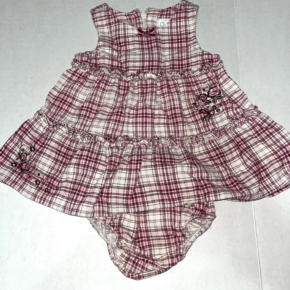 The Children's Place Plaid Corduroy Dress with Matching‎ Diaper Cover 3-6 Months